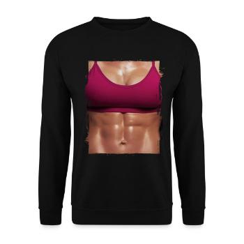 Fake muscle woman fitness female body - Unisex Sweatshirt - black - Front - Alina (178cm) & Michal (187cm)