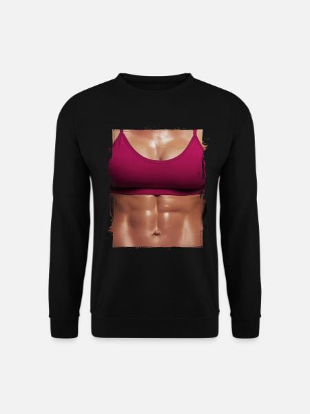 Fake muscle woman fitness female body - Unisex Sweatshirt - black