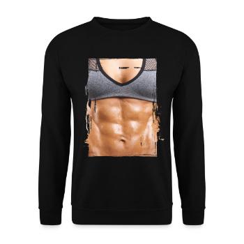 Fake muscle woman fitness female body - Unisex Sweatshirt - black - Front - Alina (178cm) & Michal (187cm)