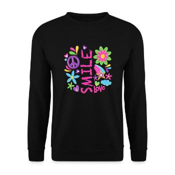 Cooles Friedenszeichen Design - Unisex Pullover - Schwarz - Vorne - Alina (178cm) & Michal (187cm)