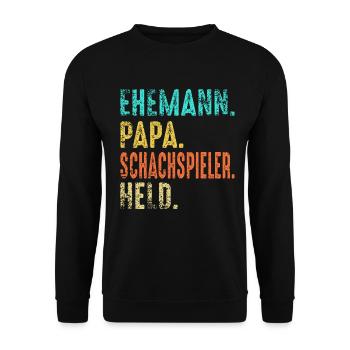 Schach Papa Schachverein Vater Schachspieler Vater - Unisex Pullover - Schwarz - Vorne - Alina (178cm) & Michal (187cm)