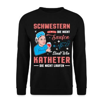 Altenpflegerin Pflegedienst Pflegehelferin Pflege - Unisex Pullover - Schwarz - Vorne - Alina (178cm) & Michal (187cm)