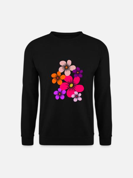 colorful flowers flowers flower tendril flower floral - Unisex Sweatshirt - black