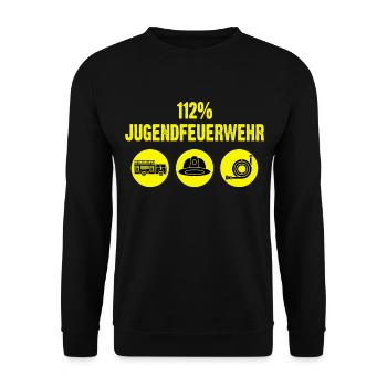 Jugendfeuerwehr Geschenk - Unisex Pullover - Schwarz - Vorne - Alina (178cm) & Michal (187cm)