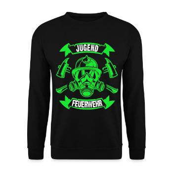 Jugendfeuerwehr Geschenk - Unisex Pullover - Schwarz - Vorne - Alina (178cm) & Michal (187cm)