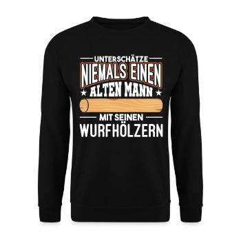 Kubb Schach Wikinger Wurfhölzer - Unisex Pullover - Schwarz - Vorne - Alina (178cm) & Michal (187cm)
