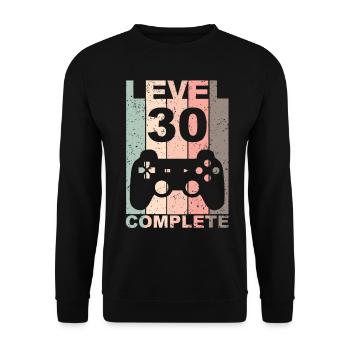 30th Birthday 30 Years Level Complete Gift - Unisex Sweatshirt - black - Front - Alina (178cm) & Michal (187cm)