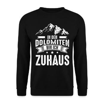 Wandern Berge Berg Dolomiten Sprüche Geschenk - Unisex Pullover - Schwarz - Vorne - Alina (178cm) & Michal (187cm)