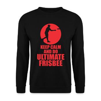 Ruhig Bleiben und Ultimatives Frisbee - Unisex Pullover - Schwarz - Vorne - Alina (178cm) & Michal (187cm)