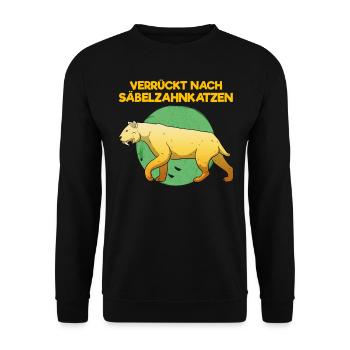 Säbelzahnkatze Säbelzahntiger Steinzeit Archäologe - Unisex Pullover - Schwarz - Vorne - Alina (178cm) & Michal (187cm)