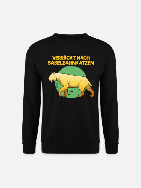 Säbelzahnkatze Säbelzahntiger Steinzeit Archäologe - Unisex Pullover - Schwarz