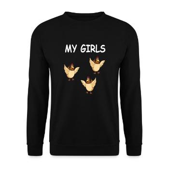 Idée cadeau drôle de poulets fermiers - Sweat-shirt Unisexe - noir - Devant - Alina (178cm) & Michal (187cm)