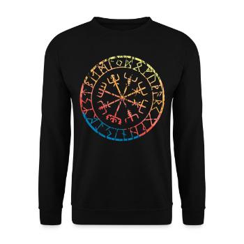 Kompass Rune Wikinger Vegvisir - Unisex Pullover - Schwarz - Vorne - Alina (178cm) & Michal (187cm)