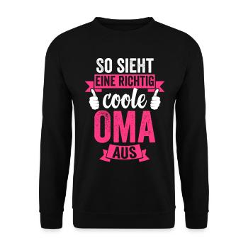 So Sieht Eine Richtig Coole Oma Aus Omi Greisin Ah - Unisex Pullover - Schwarz - Vorne - Alina (178cm) & Michal (187cm)