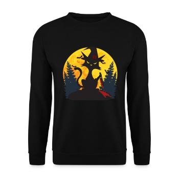 Chat d’Halloween sanglant - Sweat-shirt Unisexe - noir - Devant - Alina (178cm) & Michal (187cm)