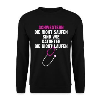 Krankenschwester Pflegepersonal - Unisex Pullover - Schwarz - Vorne - Alina (178cm) & Michal (187cm)