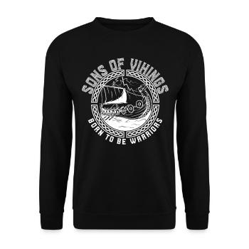 Sons Of Vikings Wikinger Raubzug Nordmänner Asgard - Unisex Pullover - Schwarz - Vorne - Alina (178cm) & Michal (187cm)
