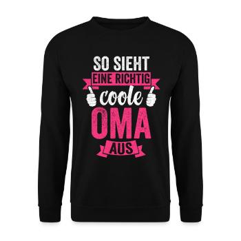 So Sieht Eine Richtig Coole Oma Aus Omi Greisin Ah - Unisex Pullover - Schwarz - Vorne - Alina (178cm) & Michal (187cm)