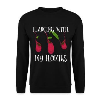 Carnivorous Plant Nepenthes Hanging With My Homies - Unisex Sweatshirt - black - Front - Alina (178cm) & Michal (187cm)