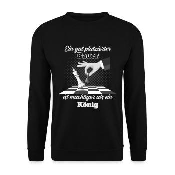 Ein gut plazierter Bauer | Schachspieler - Unisex Pullover - Schwarz - Vorne - Alina (178cm) & Michal (187cm)