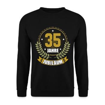 35 Jahre Jubiläum 35.Hochzeitstag Firmenjubiläum V - Unisex Pullover - Schwarz - Vorne - Alina (178cm) & Michal (187cm)