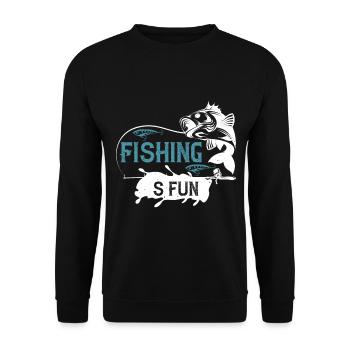Spaß am Angeln Für Kinder und Angler Geschenkidee - Unisex Pullover - Schwarz - Vorne - Alina (178cm) & Michal (187cm)