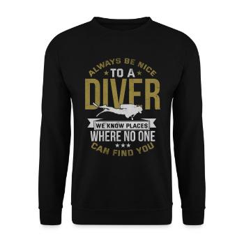 Cadeau d'apnée de plongée sous-marine - Sweat-shirt Unisexe - noir - Devant - Alina (178cm) & Michal (187cm)