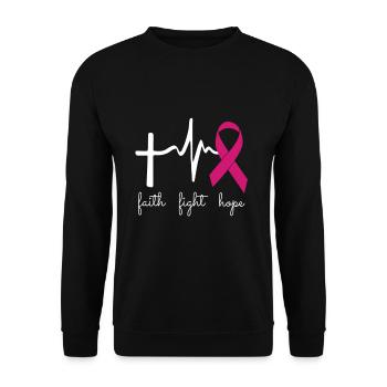 Breast cancer aware month - Funny Heart Beats - Unisex Pullover - Schwarz - Vorne - Alina (178cm) & Michal (187cm)