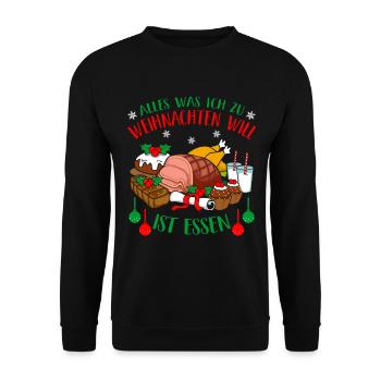 Alles Was Ich zu Weihnachten Will Essen Weihnachts - Unisex Pullover - Schwarz - Vorne - Alina (178cm) & Michal (187cm)