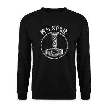 Valknut Valhalla Thors Mjolnir symbol gift idea - Unisex Sweatshirt - black - Front - Alina (178cm) & Michal (187cm)