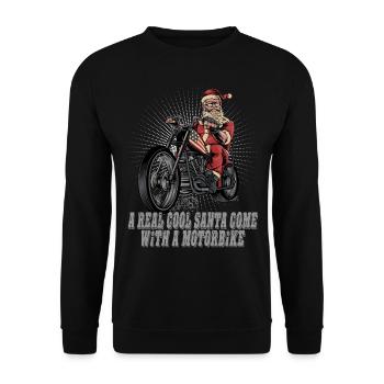 Santa Claus Biker Christmas Motorcycle Gift - Unisex Sweatshirt - black - Front - Alina (178cm) & Michal (187cm)