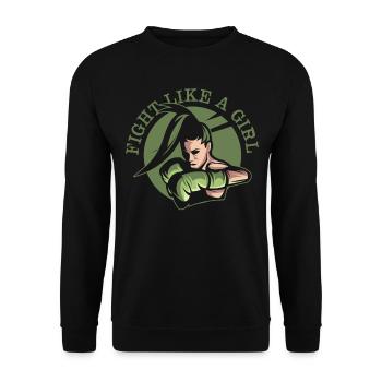 Fight Like A Girl Boxerin Boxen Punch Martial Arts - Unisex Pullover - Schwarz - Vorne - Alina (178cm) & Michal (187cm)