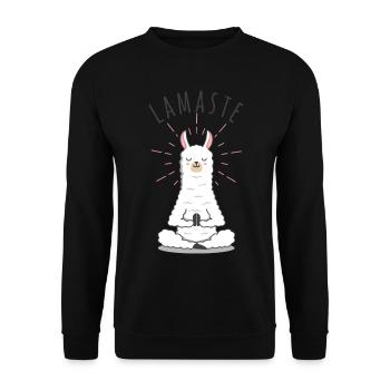 Llamaste | Kawaii Lama | Yoga Namaste - Unisex Pullover - Schwarz - Vorne - Alina (178cm) & Michal (187cm)