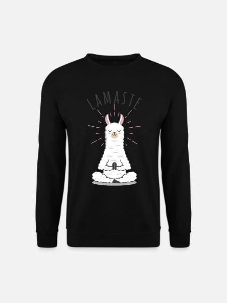 Llamaste | Kawaii Lama | Yoga Namaste - Unisex Pullover - Schwarz