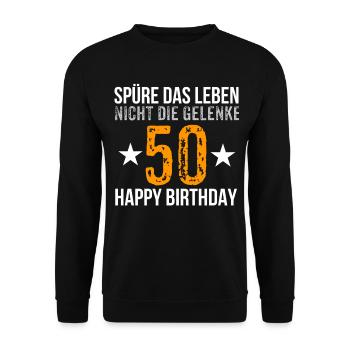 50 Geburtstag Mann - Unisex Pullover - Schwarz - Vorne - Alina (178cm) & Michal (187cm)
