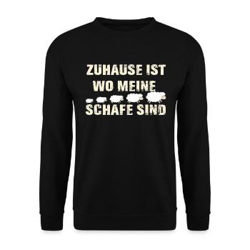 Zuhause Ist Wo Meine Schafe Sind | Lustiges Schaf - Unisex Pullover - Schwarz - Vorne - Alina (178cm) & Michal (187cm)