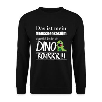 Menschenkostüm Dino Halloween Dino-Fan Dinosaurier - Unisex Pullover - Schwarz - Vorne - Alina (178cm) & Michal (187cm)