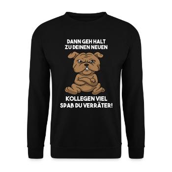 Abschied Jobwechsel Neuer Job Lustiges Arbeit - Unisex Pullover - Schwarz - Vorne - Alina (178cm) & Michal (187cm)