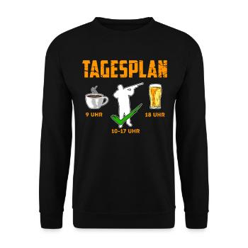 Sportschütze Tagesplan Kaffee Bier Geschenk - Unisex Pullover - Schwarz - Vorne - Alina (178cm) & Michal (187cm)