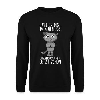 Abschied Jobwechsel Lustiges Abschiedsgeschenk - Unisex Pullover - Schwarz - Vorne - Alina (178cm) & Michal (187cm)