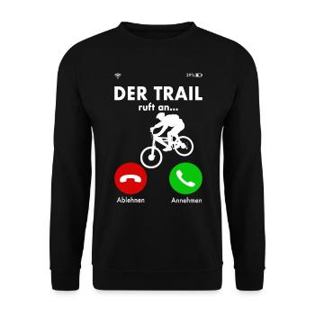 Downhill Mountainbiker Trail Spruch Geschenk - Unisex Pullover - Schwarz - Vorne - Alina (178cm) & Michal (187cm)