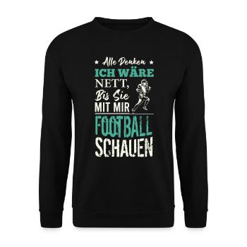 American Football Shirt | American Football - Unisex Pullover - Schwarz - Vorne - Alina (178cm) & Michal (187cm)
