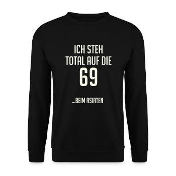69 Spaß Lustig Witzig Karneval Faschings Kostüm - Unisex Pullover - Schwarz - Vorne - Alina (178cm) & Michal (187cm)