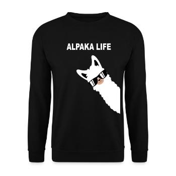 Lustiges Alpaka Design Alpaka Style Spruch - Unisex Pullover - Schwarz - Vorne - Alina (178cm) & Michal (187cm)