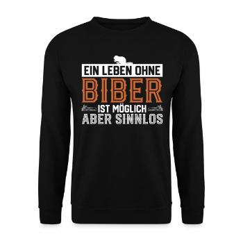 Baumstamm Nagetier Biber Castoridae Geschenk - Unisex Pullover - Schwarz - Vorne - Alina (178cm) & Michal (187cm)