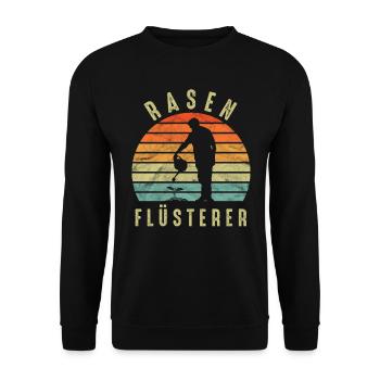 Rasenflüsterer Distressed Vintage Retro Geschenk - Unisex Pullover - Schwarz - Vorne - Alina (178cm) & Michal (187cm)