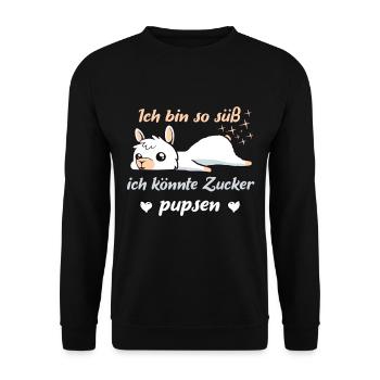 Lama - Ich bin so süß! Baby Kinder & Damen - Unisex Pullover - Schwarz - Vorne - Alina (178cm) & Michal (187cm)