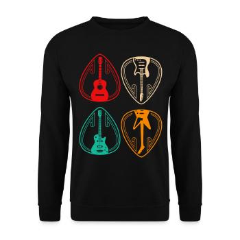 Vintage Guitar Pick Guitarist Gift - Unisex Sweatshirt - black - Front - Alina (178cm) & Michal (187cm)