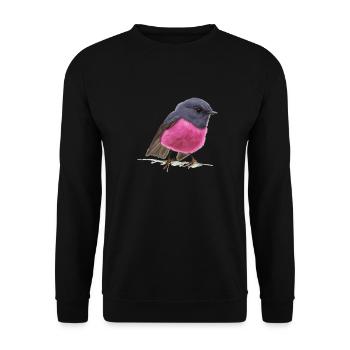 coole Vogel Pink Robin Geschenkidee - Unisex Pullover - Schwarz - Vorne - Alina (178cm) & Michal (187cm)
