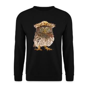 sweet owl uhu owl bird kautz gift - Unisex Sweatshirt - black - Front - Alina (178cm) & Michal (187cm)